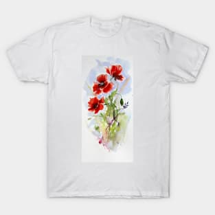 Playful poppies V T-Shirt